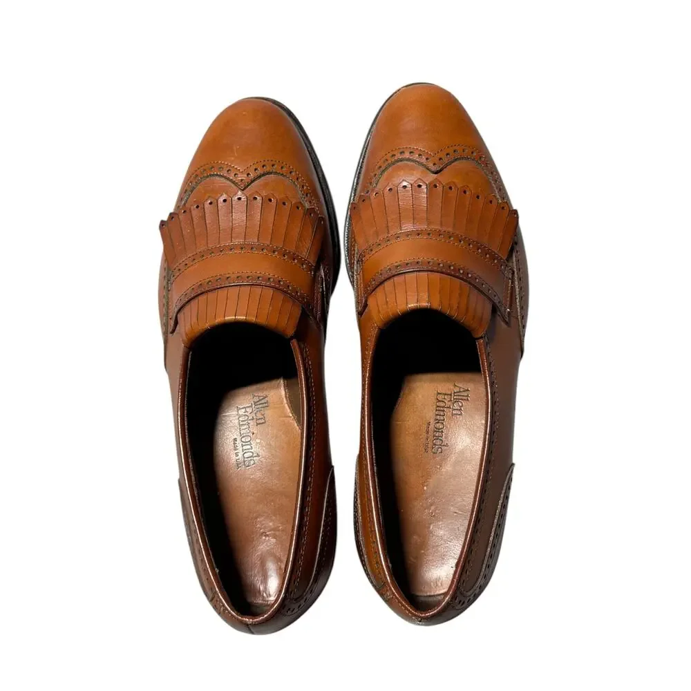 Allen Edmonds Bridgeton Loafers Mens 8.5D Brown Leather Kiltie Wingtip Slip On